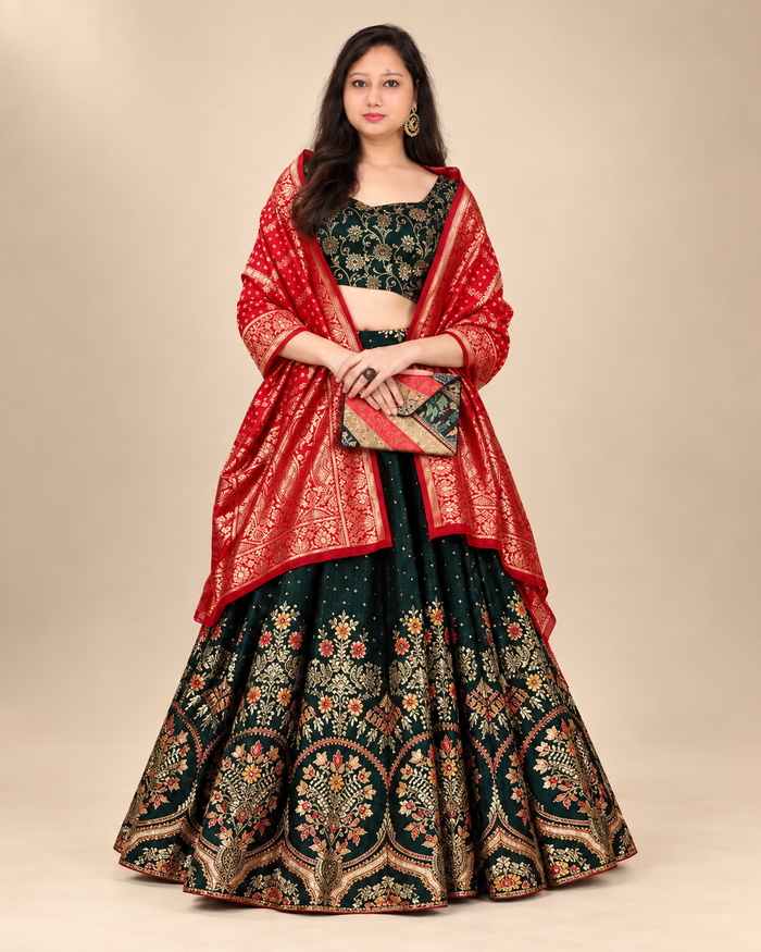 Dark Green lahnga