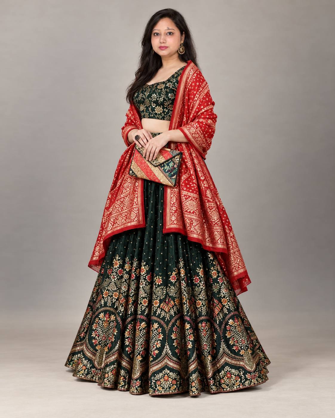 Dark Green lahnga