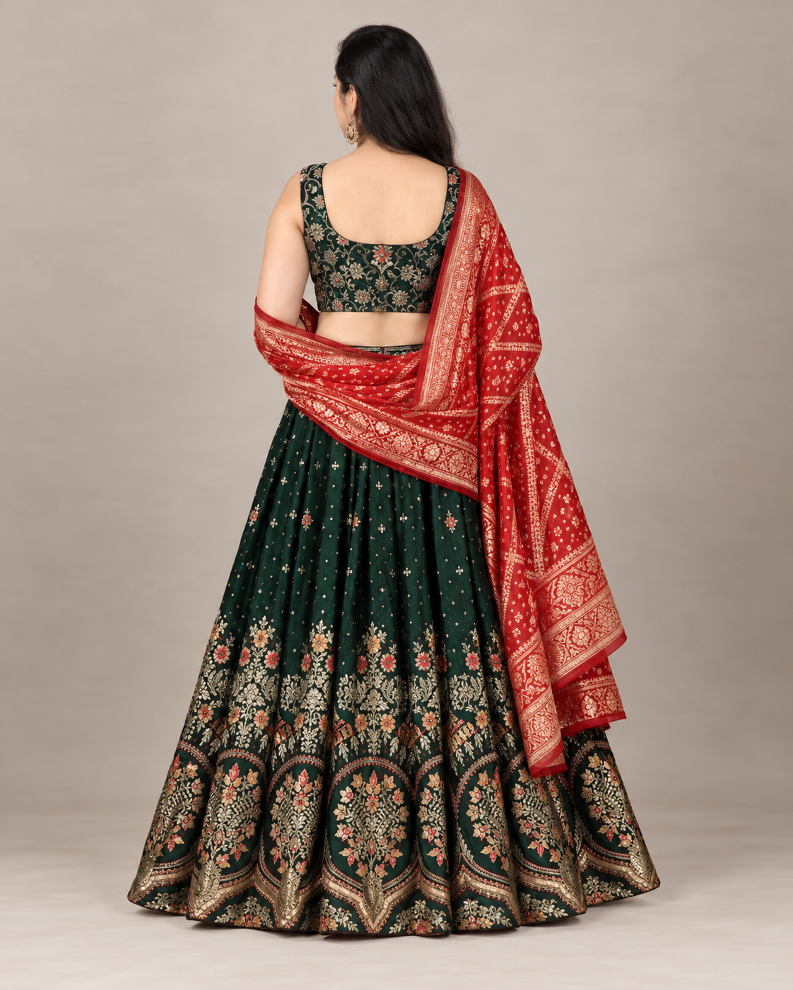 Dark Green lahnga