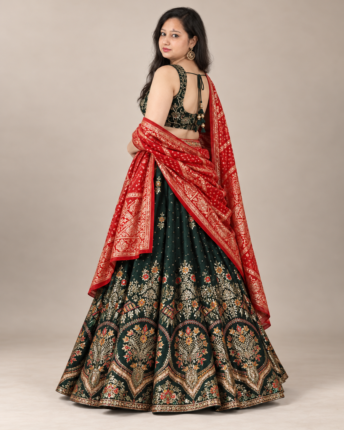 Dark Green lahnga