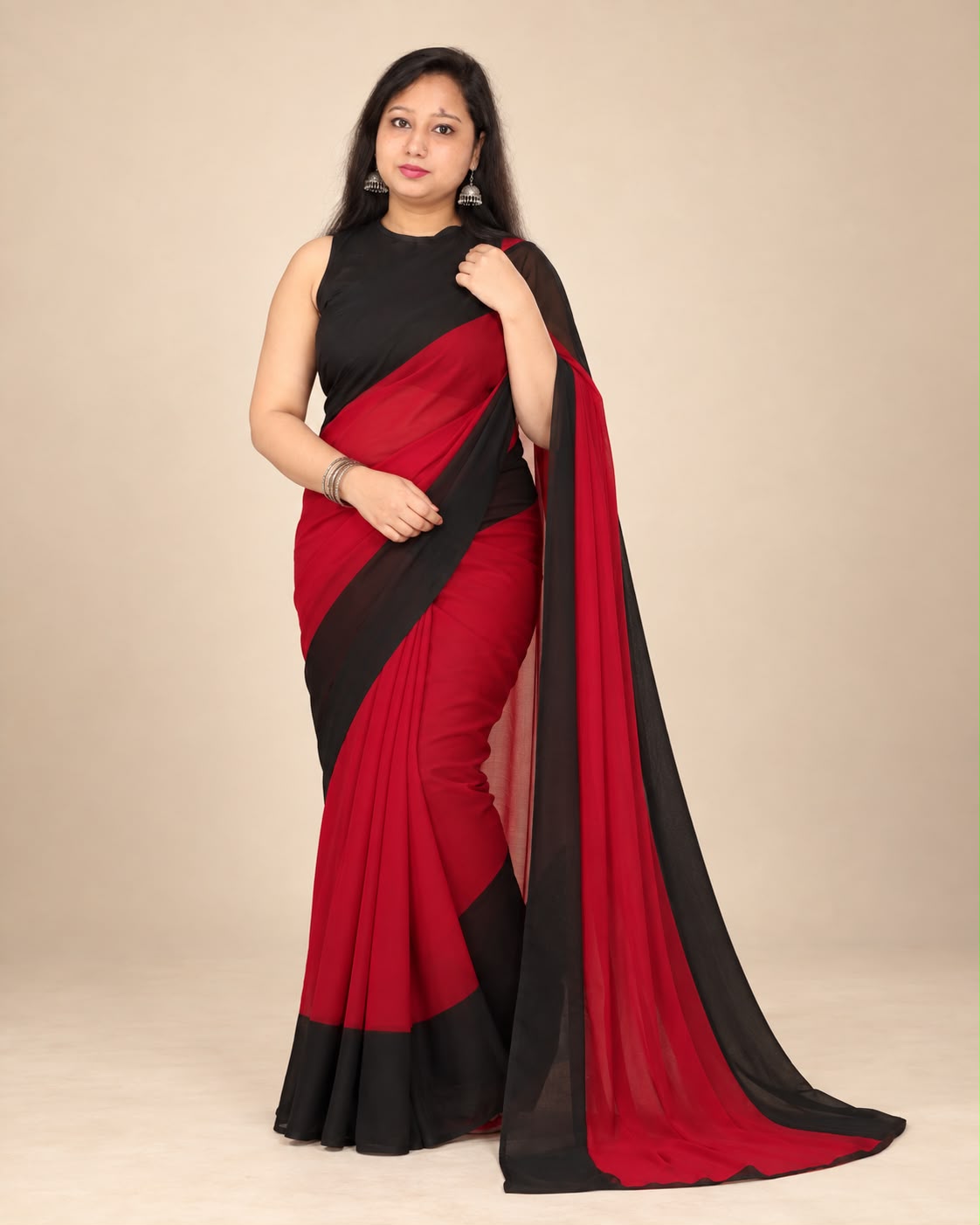 Black+red saree
