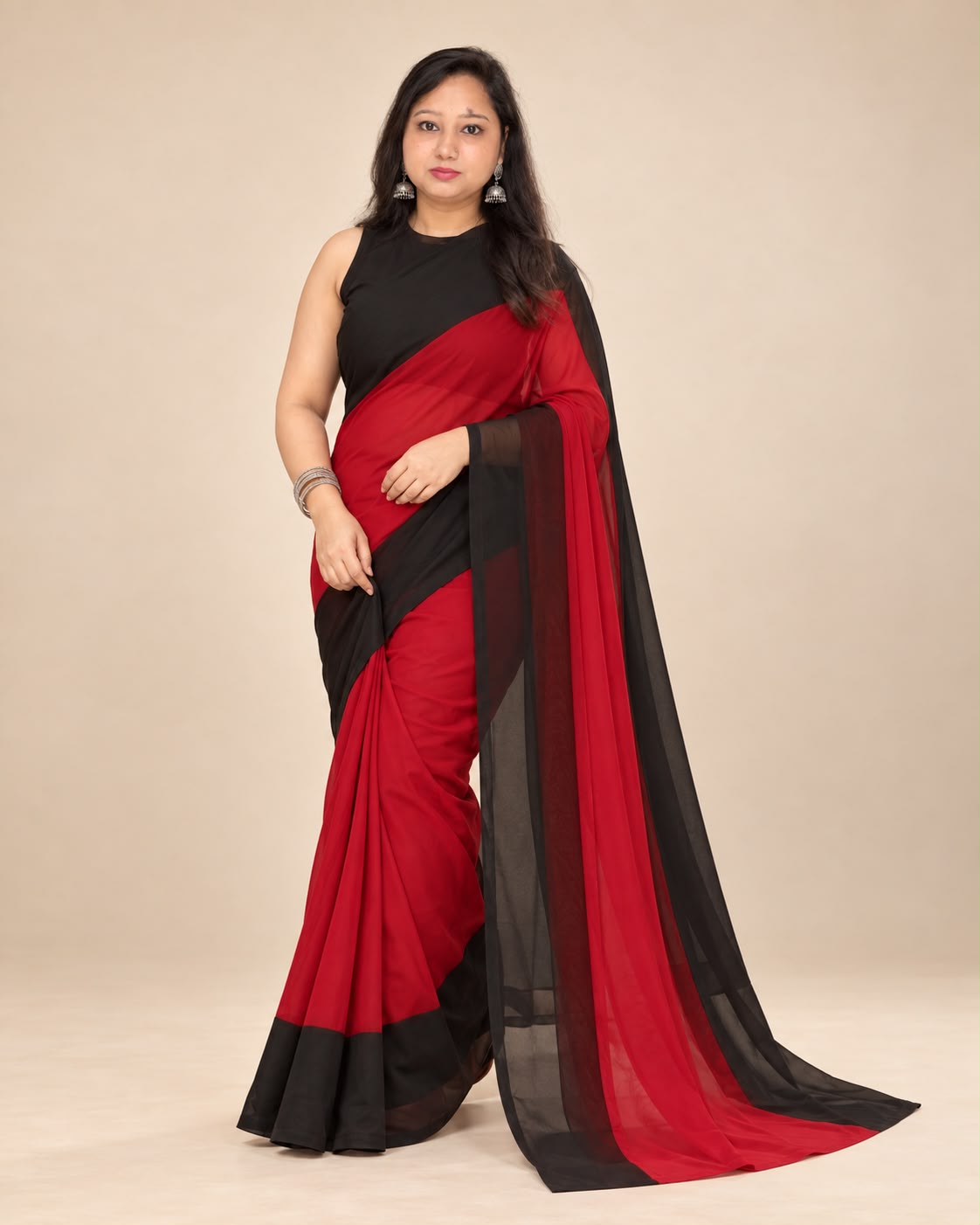 Black+red saree