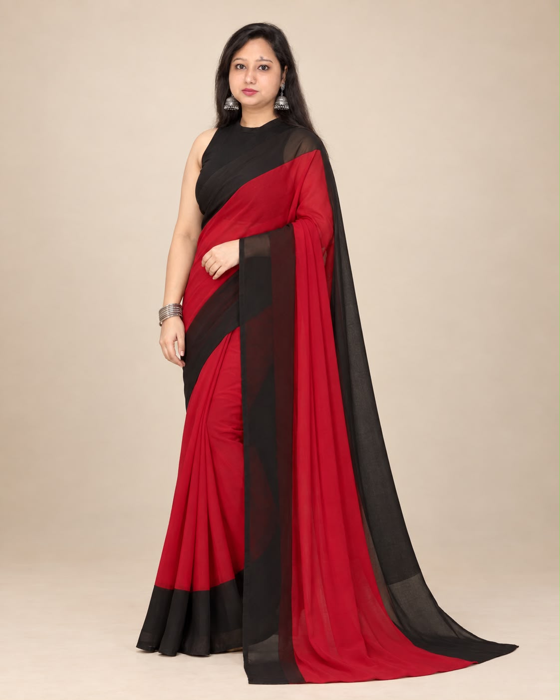 Black+red saree