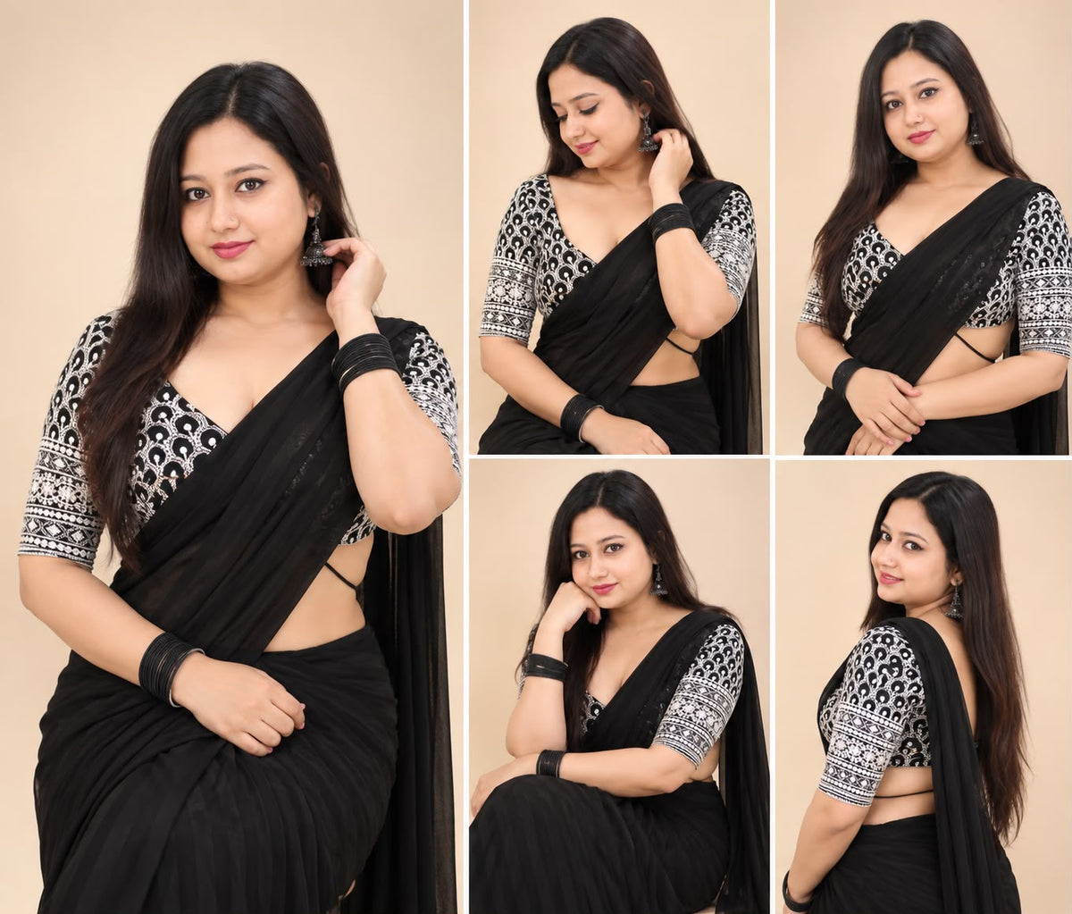 premium black saree