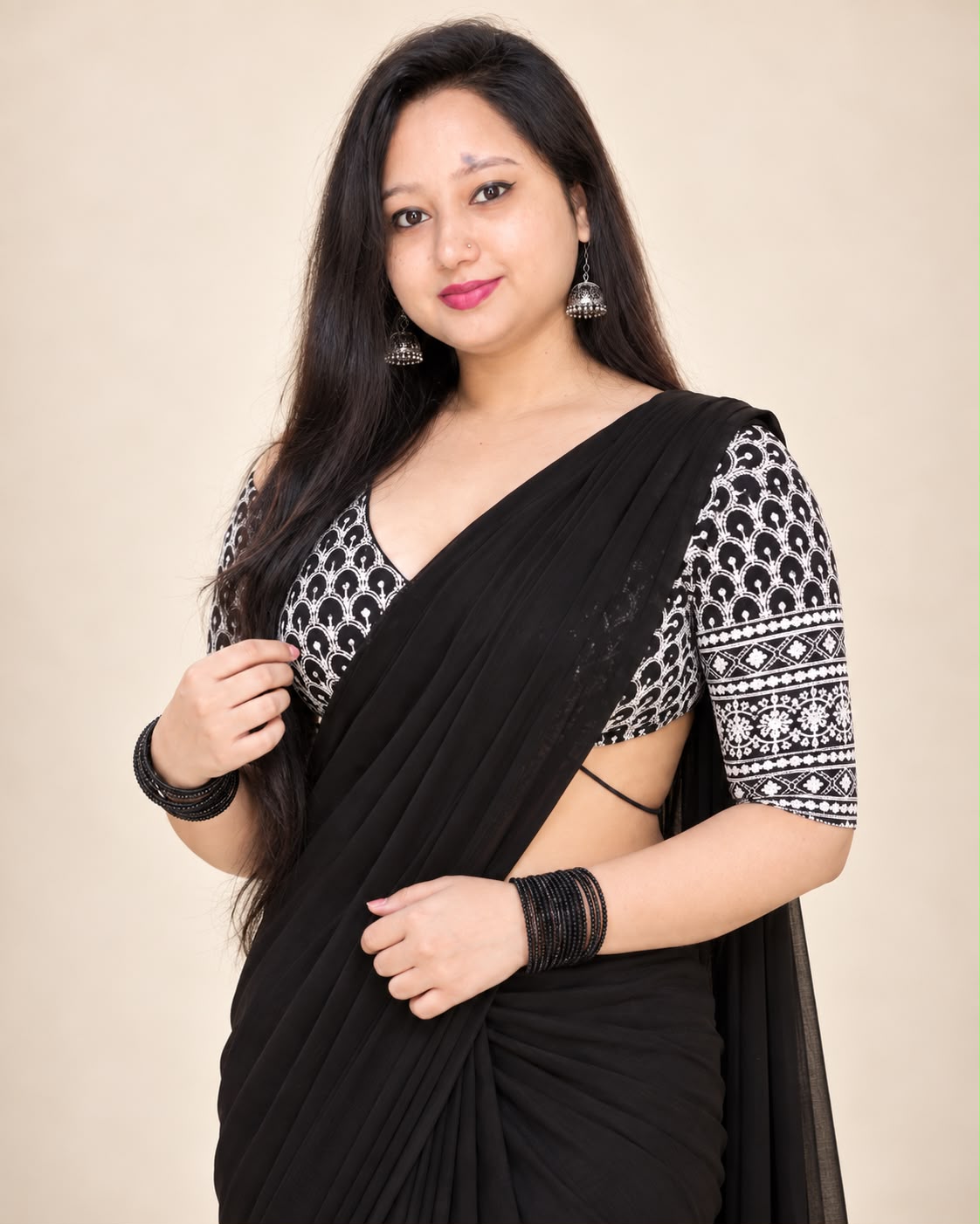 premium black saree