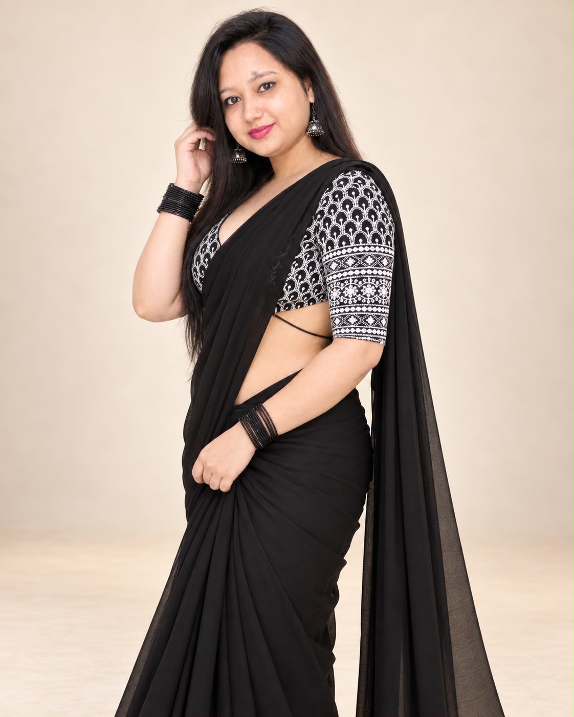 premium black saree