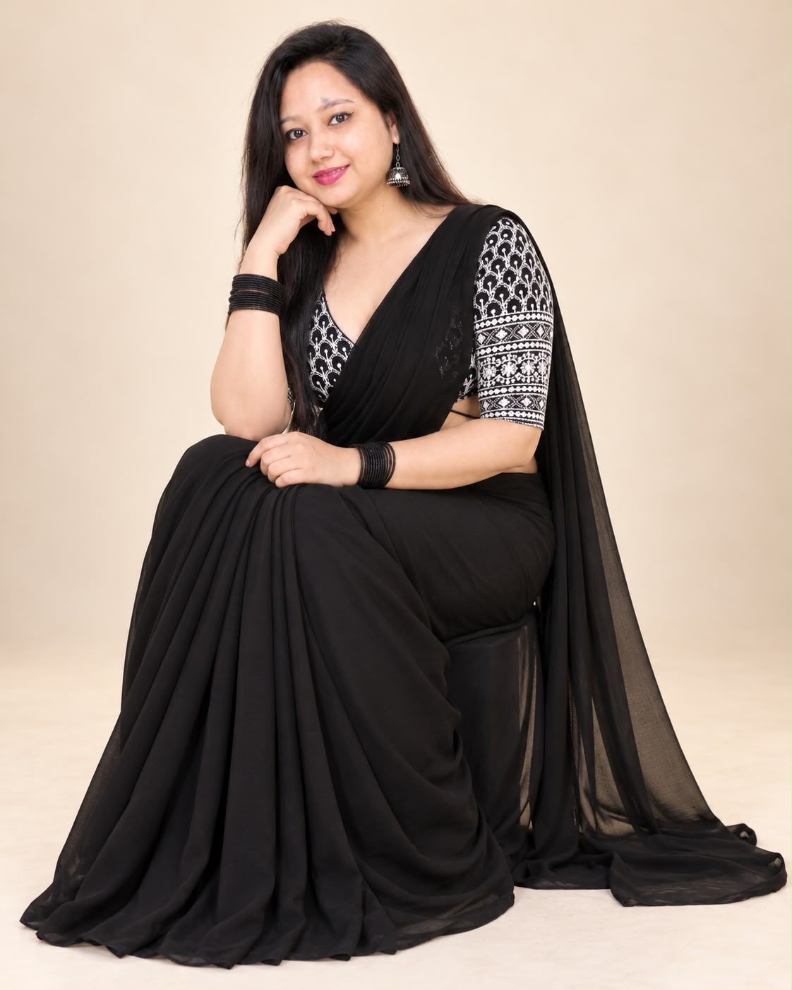 premium black saree