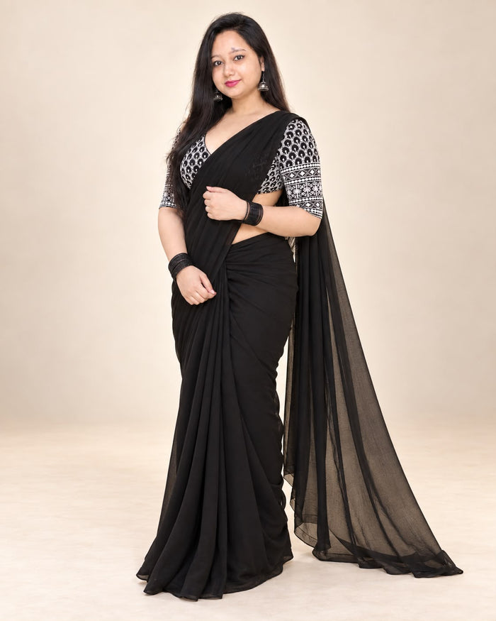 premium black saree