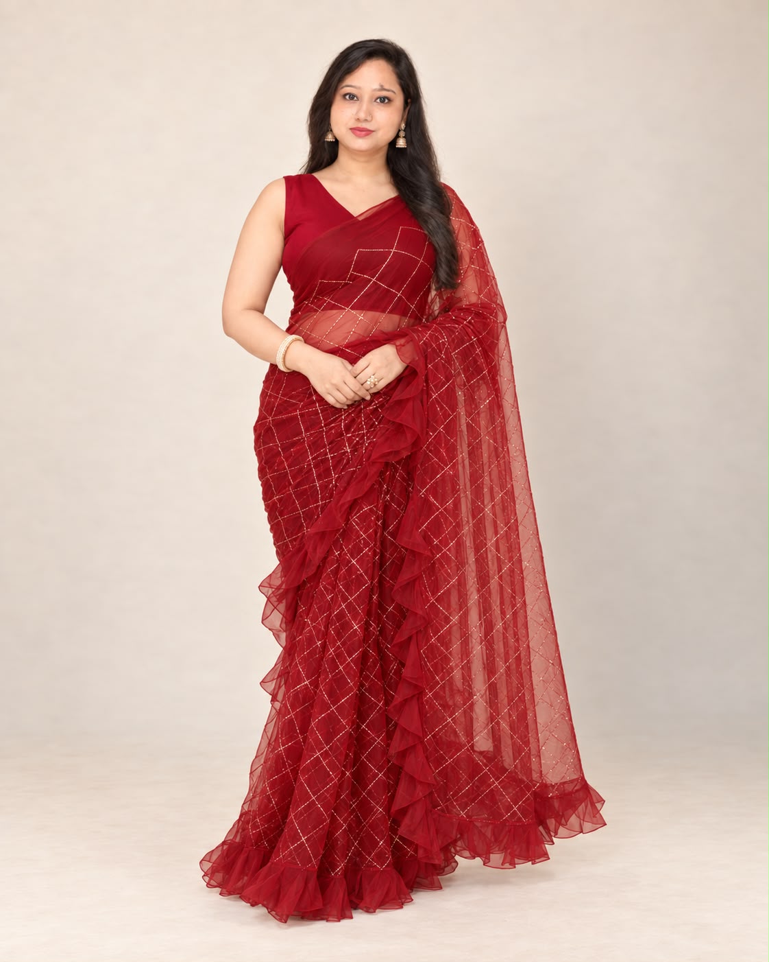 Tomato Red saree
