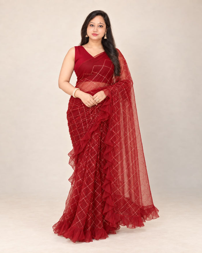 Tomato Red saree