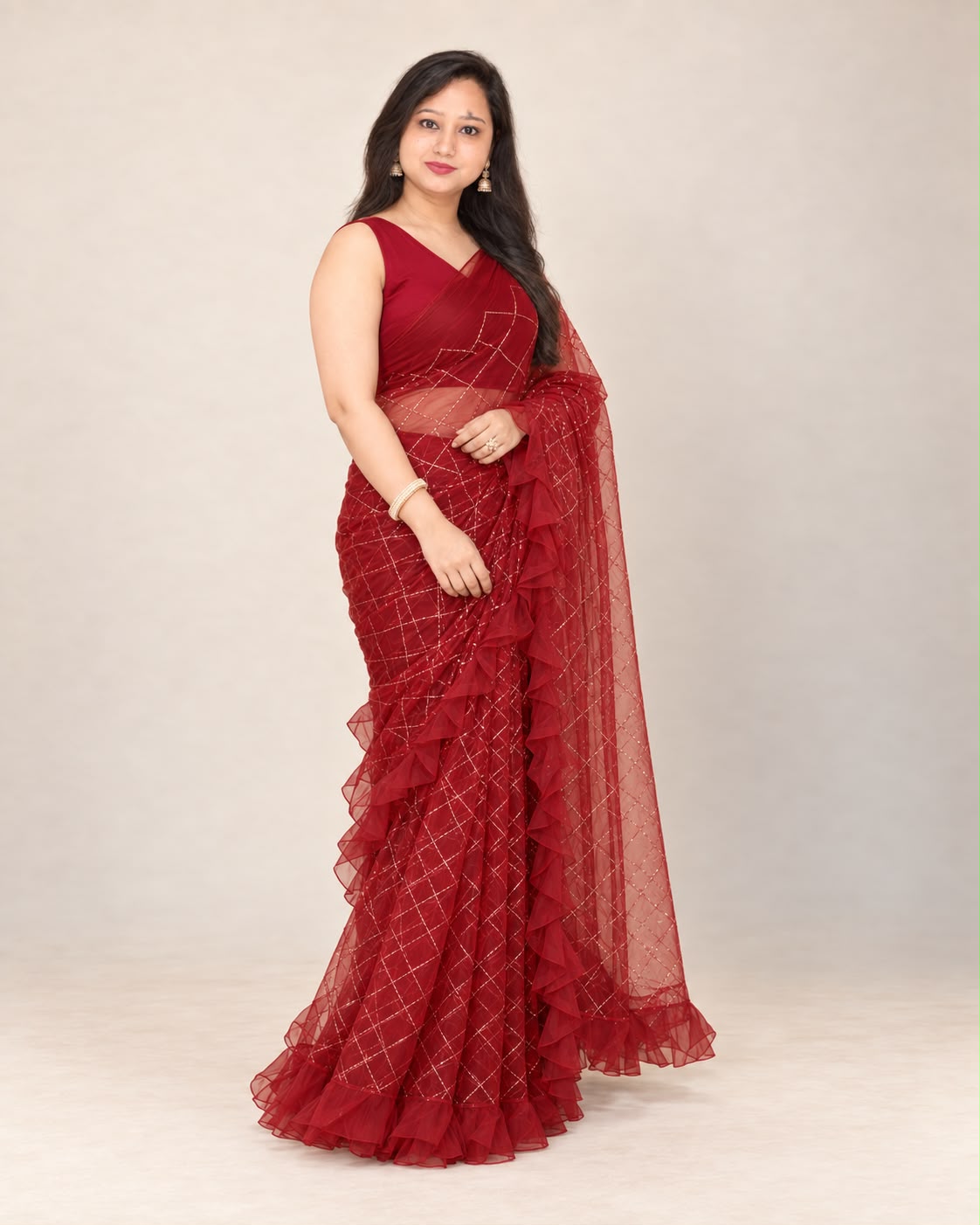 Tomato Red saree