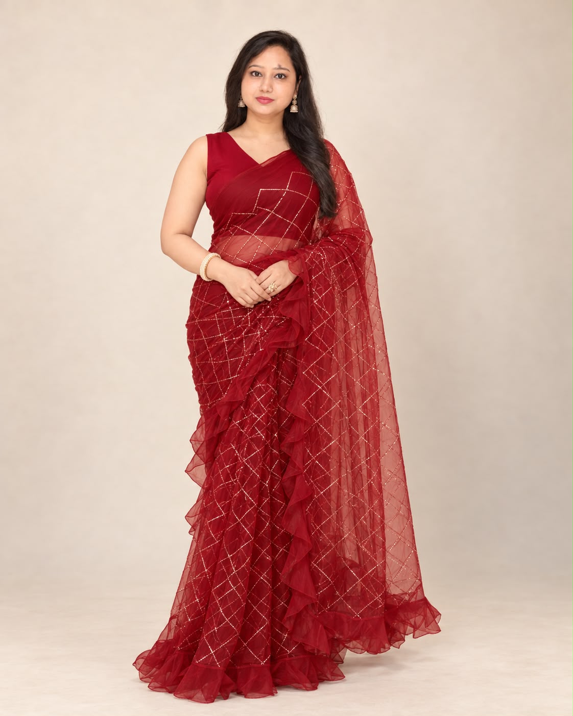 Tomato Red saree