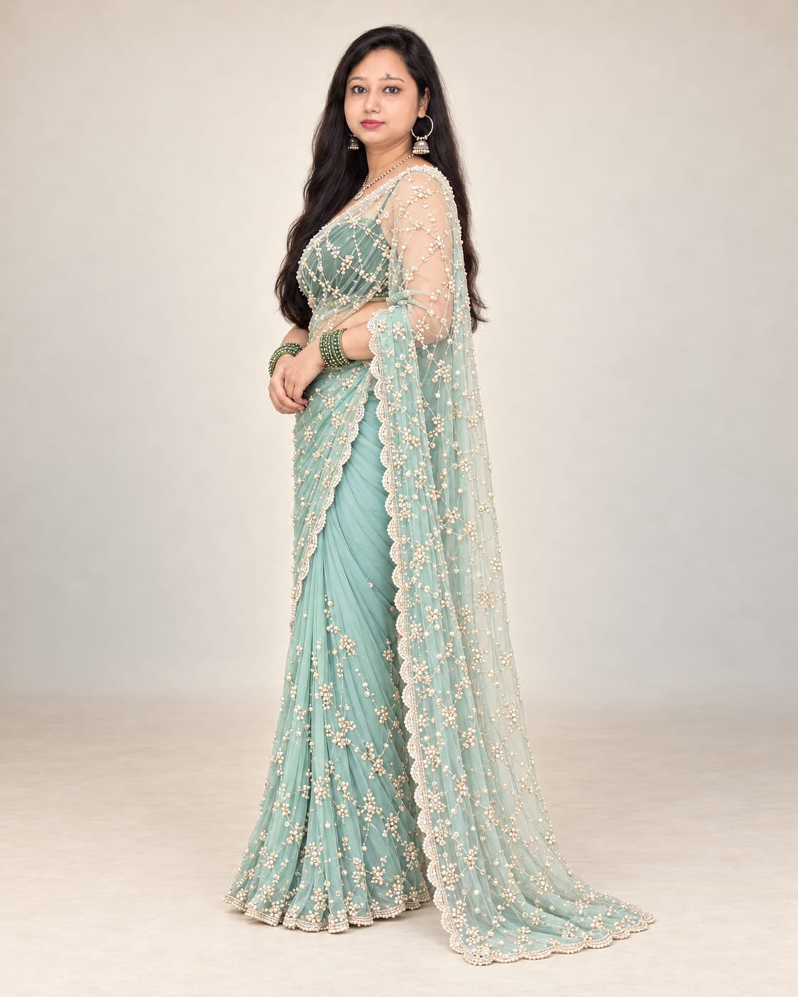 Extra Light blue saree