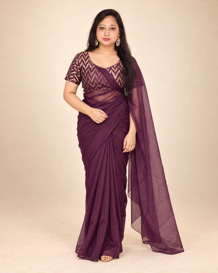 Dark purple saree