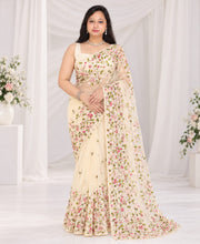 Embroidered Bollywood Net Saree with attached un-stitched blouse piece