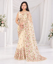 Embroidered Bollywood Net Saree with attached un-stitched blouse piece